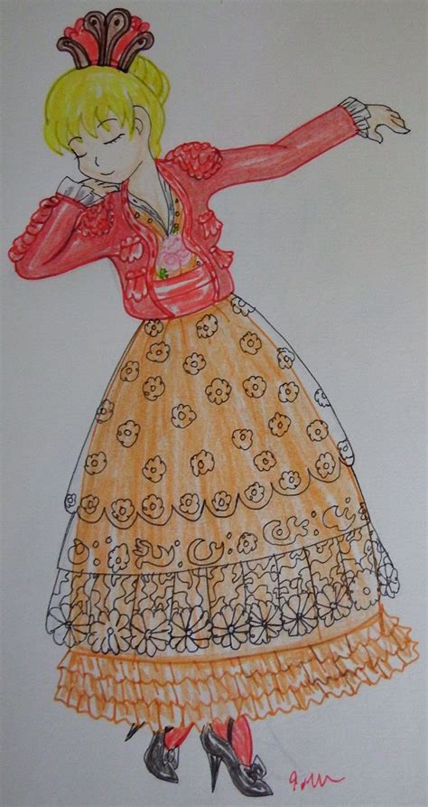 Spanish Maiden In An Orange Dress Circa 1880 By Teresita Blanco Art