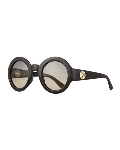 gucci sunsights embossed gradient round sunglasses black neiman marcus