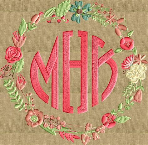 Floral Font Frame Monogram Embroidery Design Font Not Etsy