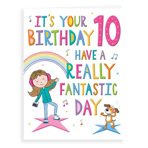 Cards Direct Birthday Card Age 10 F Girl Music