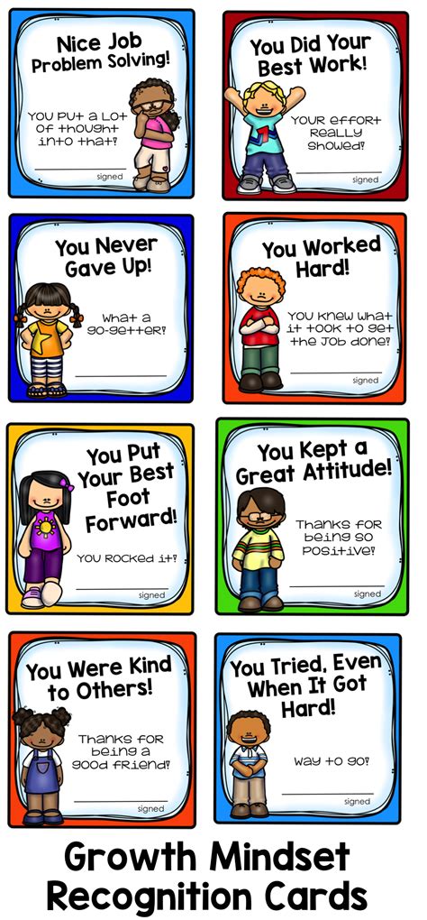 Growth Mindset Student Recognition Cards | Growth mindset, Teaching growth mindset, Student ...