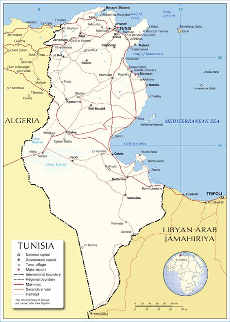Tunisia Capital Map