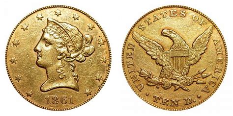 Us Coin 1861 Liberty Head Eagle Philadelphia