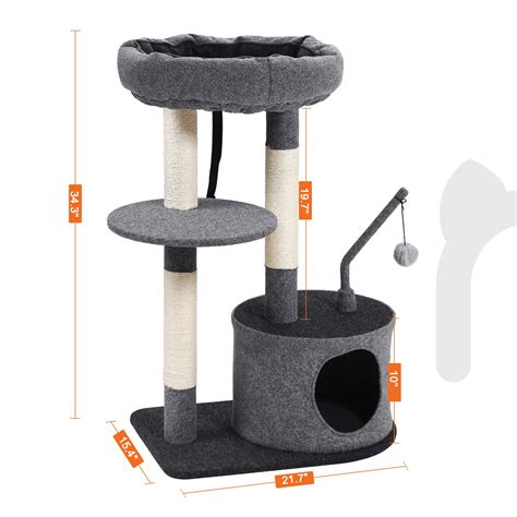 A cat tree tower or cat condo can provide a great opportunity for playing, jumping while a cat scratching post is a great way to redirect unwanted cat trees, condos & scratchers. FEANDREA Cat Tree with Sisal-Covered Scratching Posts ...