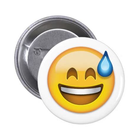 Smiling Face With Open Mouth And Cold Sweat Emoji Button Emojiprints