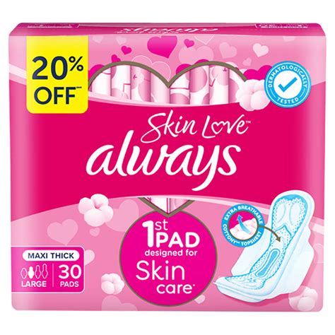 Always Skin Love Maxi Thick Pads Large 30s