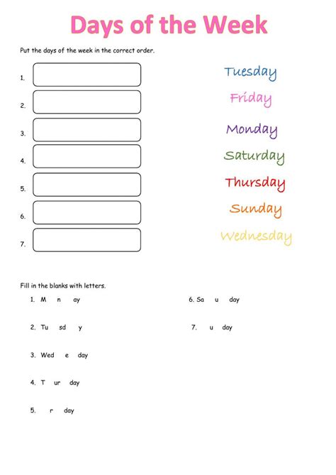 Days Of The Week Online Exercise For Grade 2 Online Exercise Online