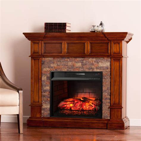 Amesbury 4575 In W Faux Stone Corner Infrared Electric Fireplace In