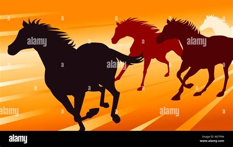Running Horses Silhouette Vector Stock Vector Image And Art Alamy