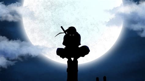 Ninja Silhouette Kyubi Red Naruto Silhouette Clouds Moon City