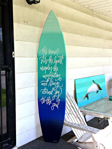6 Foot Wood Surfboard Wall Art In An Ocean Ombre Effect With Etsy