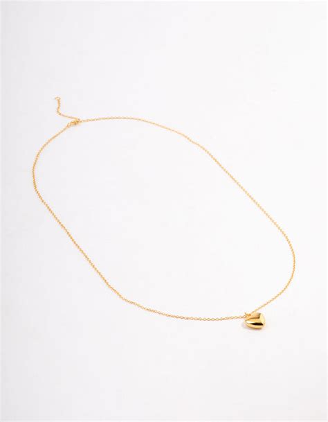 Gold Plated Sterling Silver Puffed Heart Necklace Lovisa