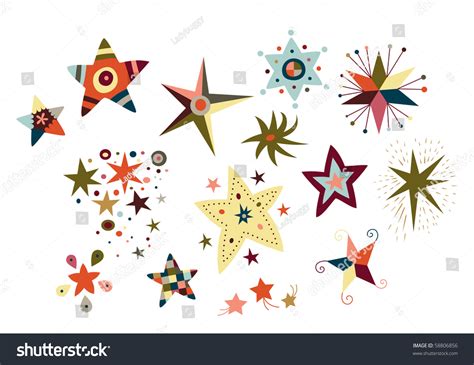 Collection Of Decorative Stars Stock Vector Illustration 58806856