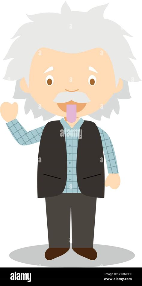 Albert Einstein Cartoon Character Vector Illustration Kids History