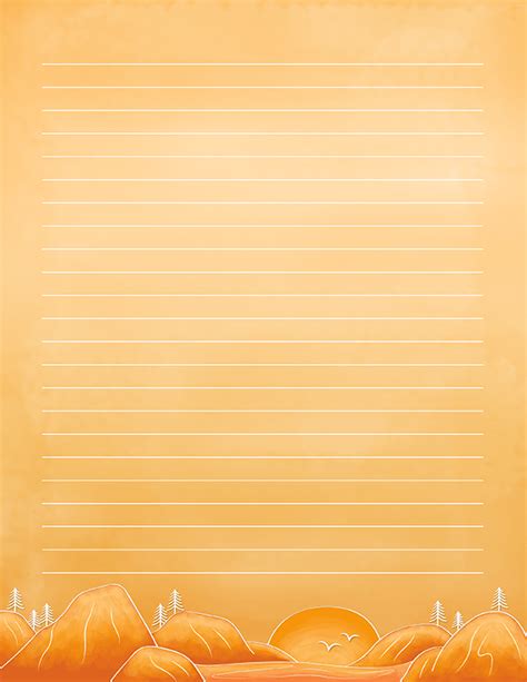 Free Printable Orange Landscape Stationery In  And Pdf Formats The