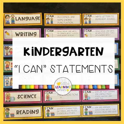 I Can Statements Kindergarten Core Standards Little Learning Corner