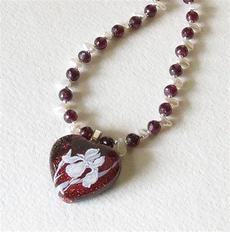 Red Garnets Sterling Silver Dichroic Glass Pendant By Smokeylady