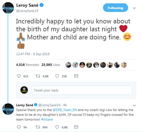 Leroy aziz sané (german pronunciation: Manchester City winger Leroy Sane announces birth of ...