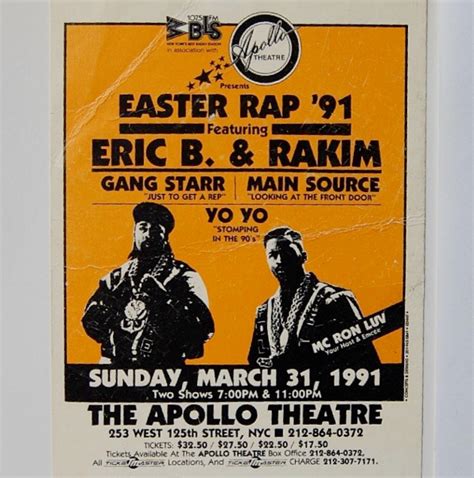 Eric B And Rakim 1991 Hip Hop Poster Black Music Artists Music Studio