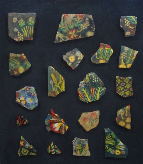 Fragments Of Glass Floral Inlays Egypt Ptolemaic Period Roman Period 1st Century Bce 1st