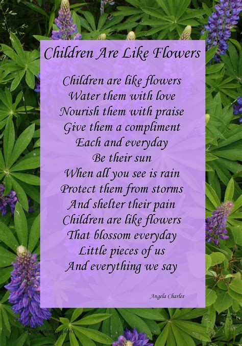 Children Are Like Flowers Framed Angela Charles Poem Like This Poem