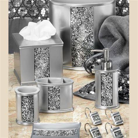 Order everything you need online today! Sinatra Silver Bling Shower Curtain and Bath Accessories ...