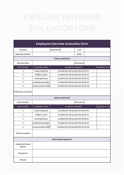 Employee Interview Evaluation Form Excel Template And Google Sheets