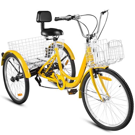 Vevor Adult Tricycle 241 Speed Wheel Bike Seat Adjustable Trike With