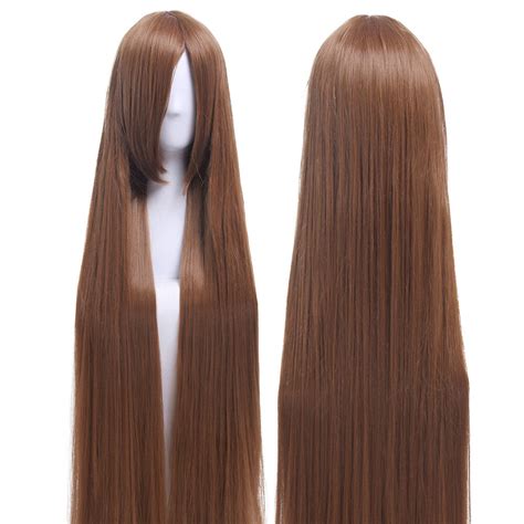 150cm60inch Extra Long Straight Light Brown Smooth Cosplay Wig Free