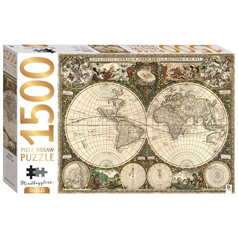 Mindbogglers Gold 1500 Piece Jigsaw Puzzle Vintage World Map Jigsaws