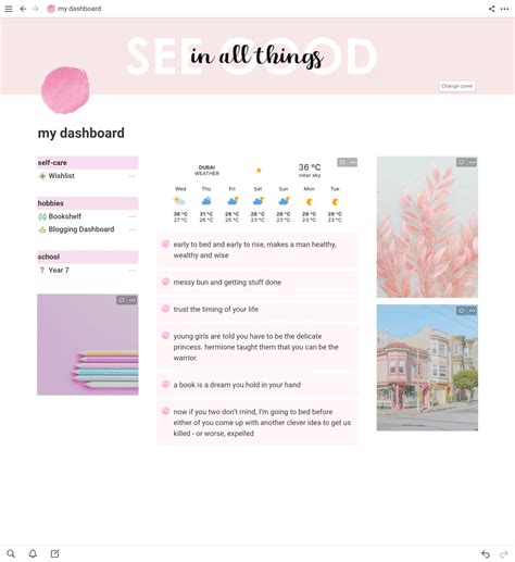 Aesthetic Notion Template Cute Dashboard Notion Pastel Notion Planner
