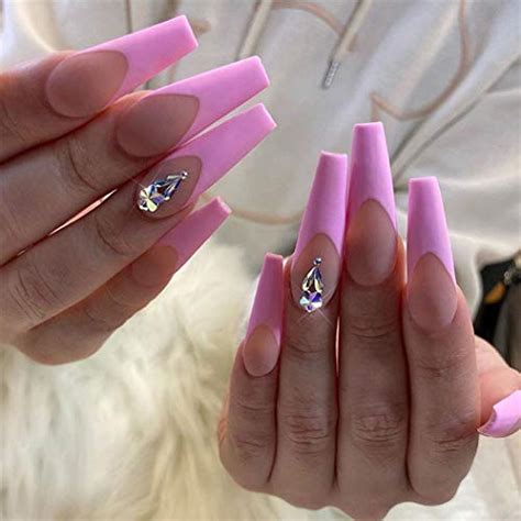 Florry Pink Press On Nails Coffin Extra Long Fake Nails French