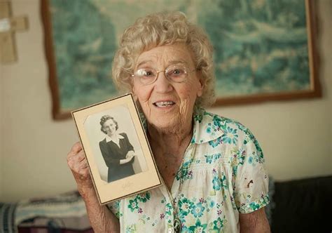 My 94 Year Old Grandma Holding A Pic When She Was 28 Same Age I Was When I Photographed This
