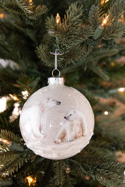 4 Glass Polar Bear Ornament Rustic Christmas Tree Ornaments