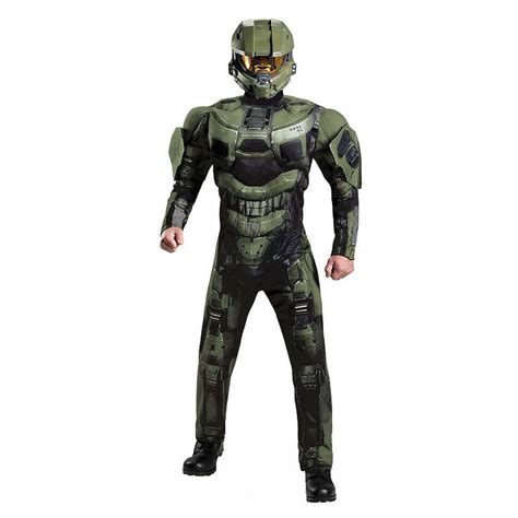 Adult Halo Master Chief Deluxe Muscle Costume Size Xl Green Master
