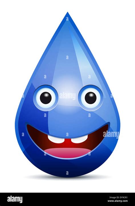 Water Drop Smiling Face Emoticon On White Background Stock Photo Alamy