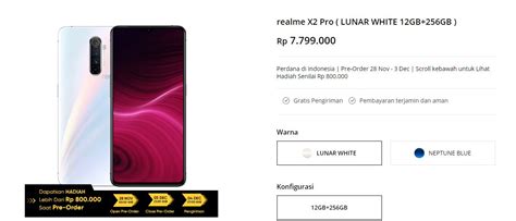 Malaysia will only be getting 1 variant which is the top tier 12gb lpddr4x ram and 256gb ufs 3.0 storage technology. realme X2 Pro Launched in Indonesia. Priced at RP ...
