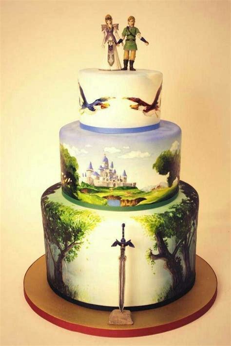 Pin By Nathan Sneed On Loz Zelda Cake Painted Wedding Cake Themed Cakes