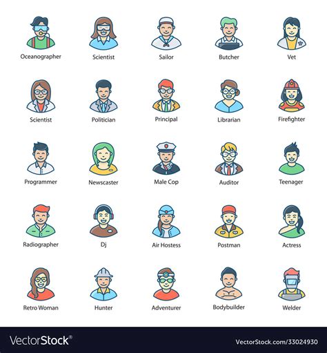 Collection Human Avatars In Flat Style Royalty Free Vector