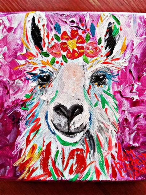 Vibrant Colorful Llama Original Art Painting Etsy Art Original Art