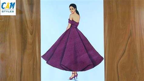 Fashion Illustration Drawing Drawing Dark Purple Dress Youtube