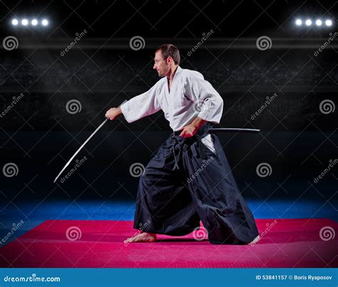 Martial Arts Fighter With Sword Stock Image Image Of Cold Exercise