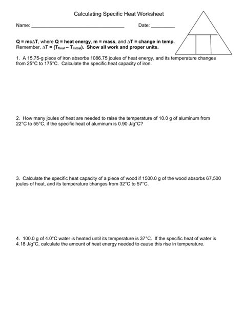 Single variable equation worksheet 7 worksheets solve for in the formula solutions examples s equations unknown variables solving double sided algebra a specified tessshlo linear pre algebra worksheets systems of equations. Specific Heat Worksheet Answers - Worksheet List