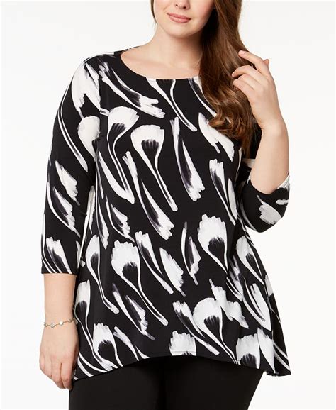 Alfani Plus Size Printed Swing Top Created For Macys And Reviews Tops