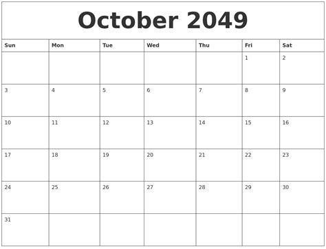October 2049 Word Calendar