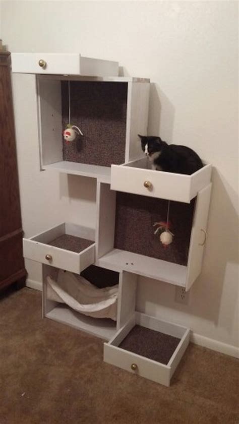 This cat tower with 10 scratching posts has every aspect a cat would love. Build your pampered feline a cat tree with old drawers ...