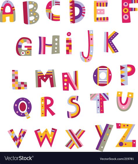 Whimsical Alphabet Royalty Free Vector Image Vectorstock