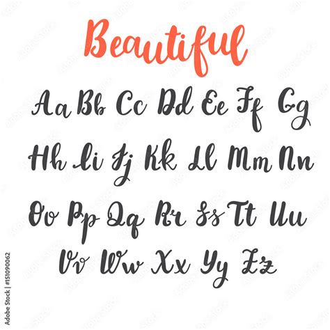 Hand Draw Alphabet Uppercase And Lowercase Letters Calligraphy Font