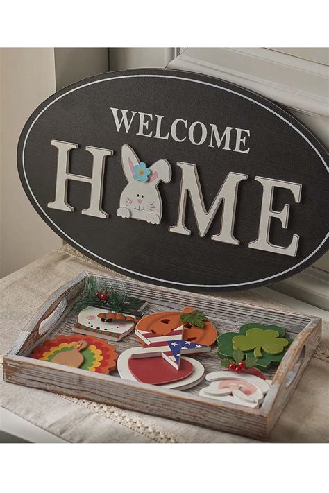 Valerie Welcome Home Oval Sign With 8 Seasonal Icons Jender