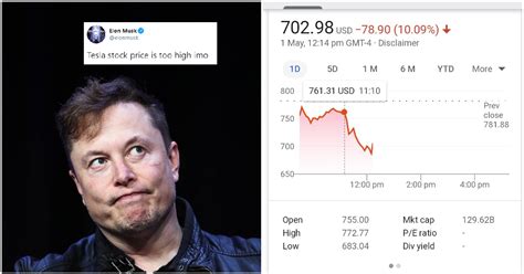 Elon Musk Tesla Stock Price Too High Imo Tesla Tumbles After Musk